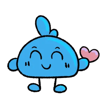 Dangonyan, la mascotte bleue de Piranhate, envoie un cœur