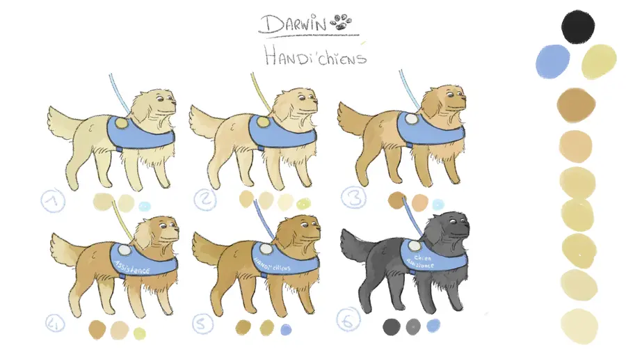 Turnaround couleur de Darwin, chien d'assistance